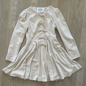 Asos Beige Long Sleeve Button Down Dress